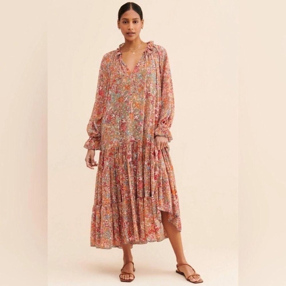 FREE PEOPLE Feeling Groovy Maxi Dress Size L  Removable slip dress Included